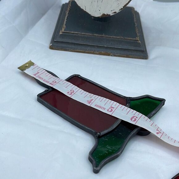 Vintage Christmas stained glass candle with holly sun catcher. - Picture 5 of 6